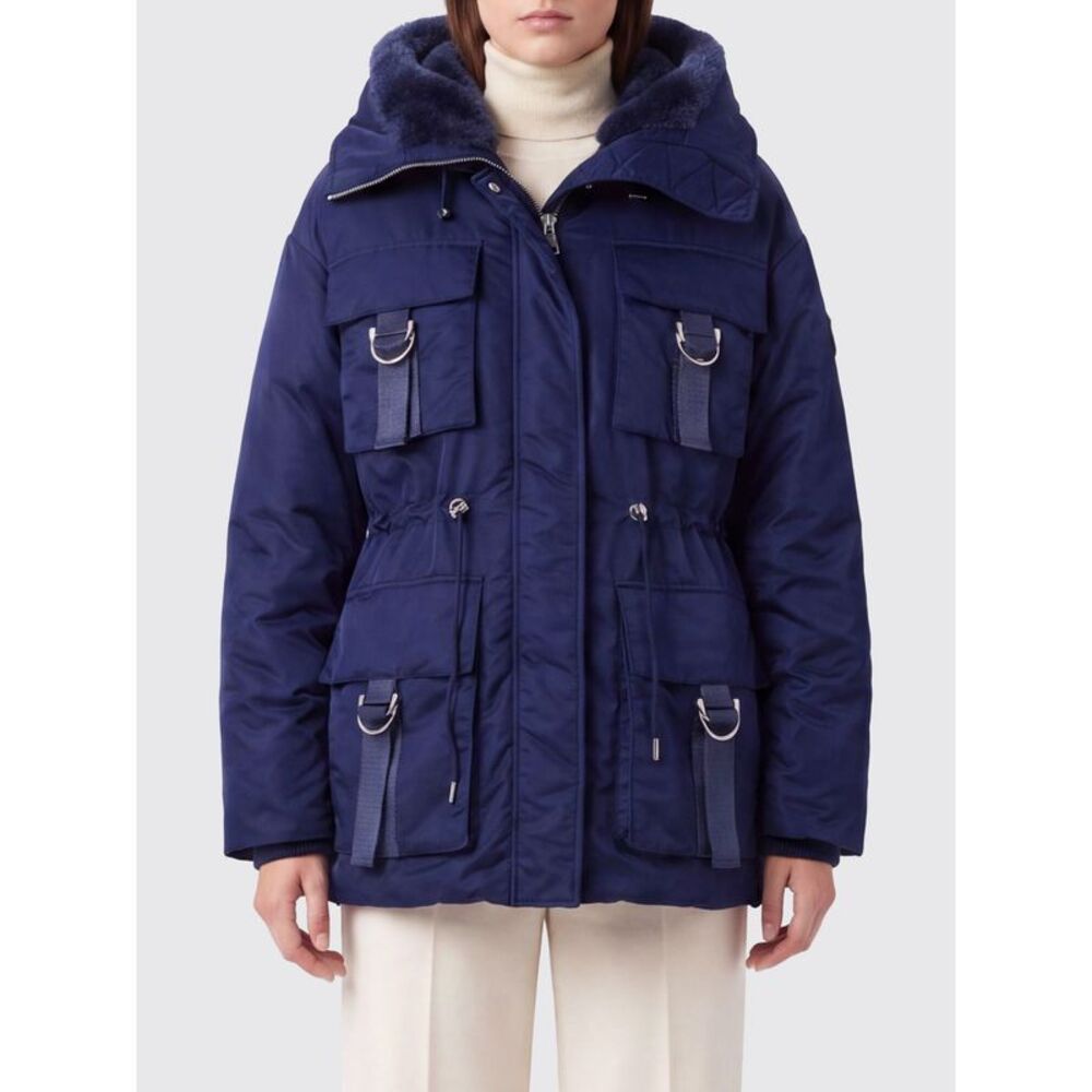 Pinko Women Short Satin Nylon Parka Pinko With Shearling Hood And Drawstring